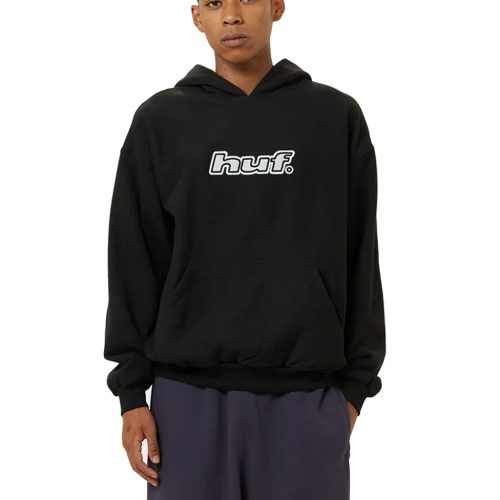 Huf Logo Applique Fleece Hoodie black rideonline bmx streetwear